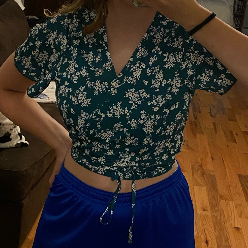 wrap floral shirt